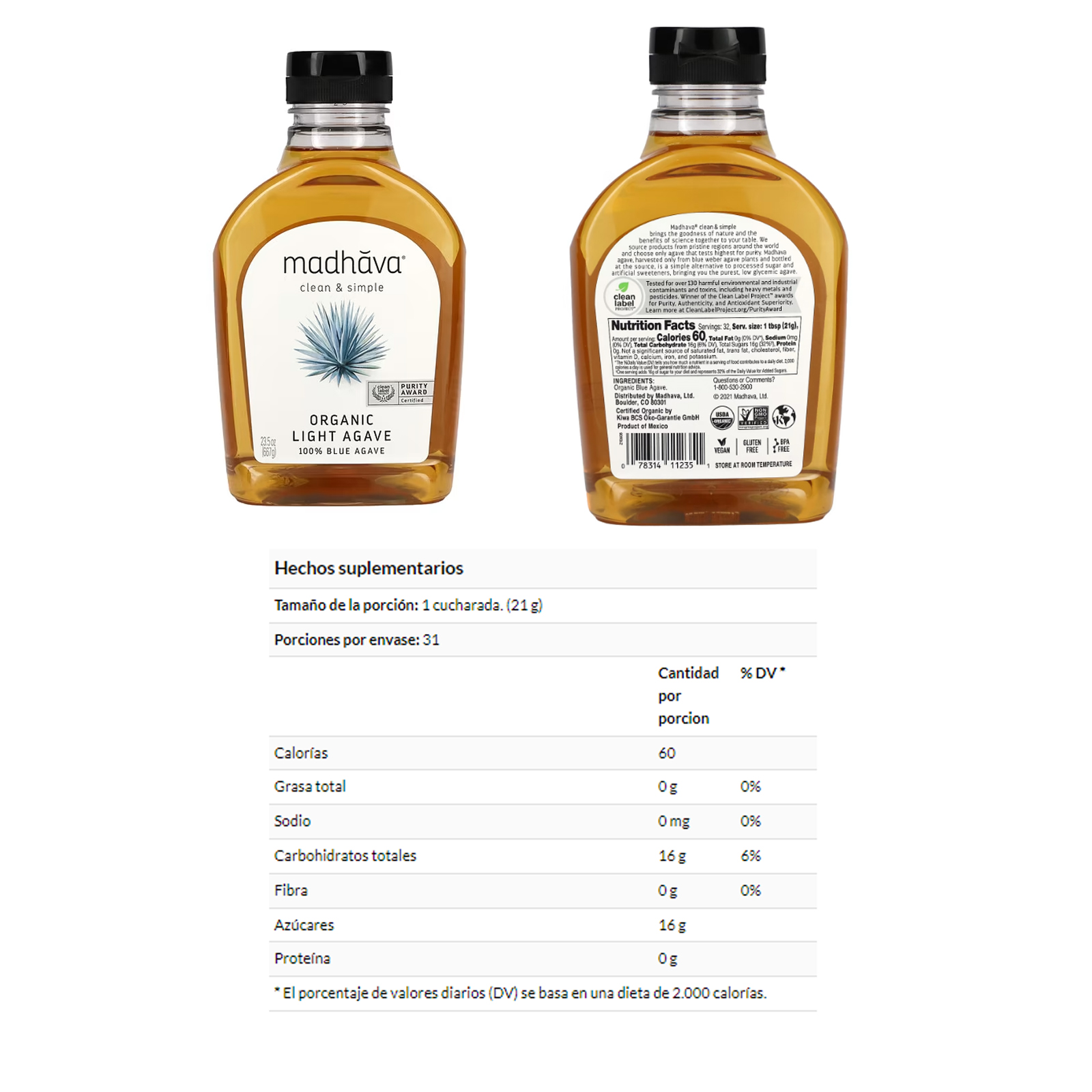 AGAVE NECTAR ORGANICO X 667 GR