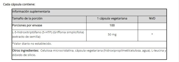 5 HTP X 100 CAPS - Imagen 2