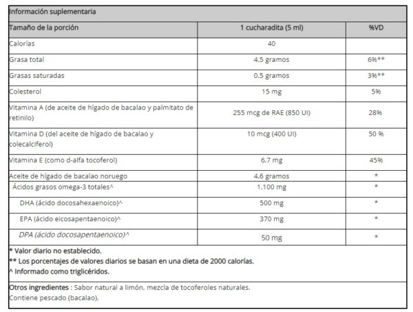 ACEITE DE HIGADO DE BACALAO SABOR LIMON X 500 ML - Imagen 2