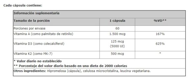ADK: VITAMINAS A, D, K X 60 CAPS - Imagen 2