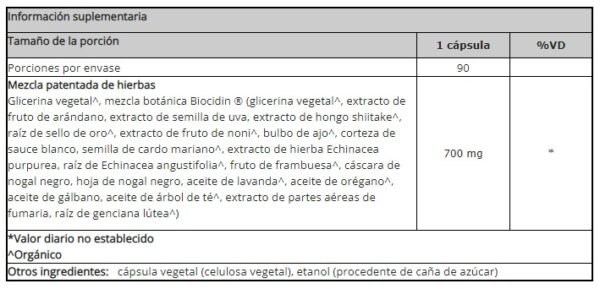 BIOCIDIN BROAD-SPECTRUM X 90 CAPS - Imagen 2