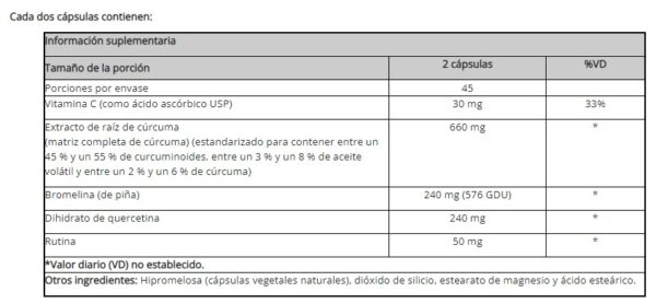 CURCUMA-QUERCETINA COMPLEJO X 90 CAPS - Imagen 2