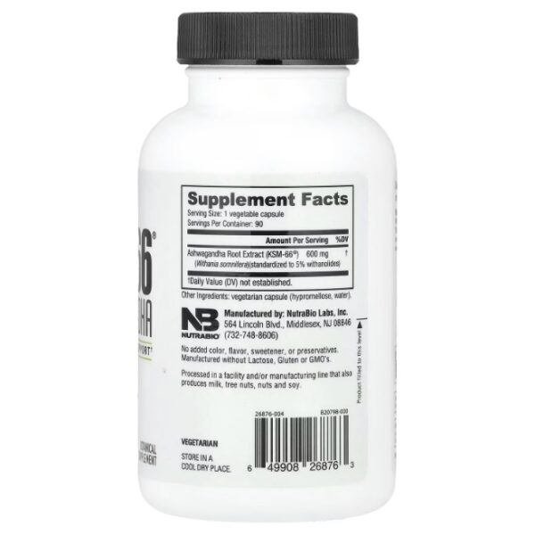 ASHWAGANDHA, GINSENG INDIO KSM-66, 600 MG X 90 VCAPS - Imagen 2