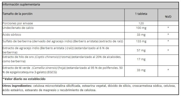 BERBERINA COMPLEJO X 120 TABLETS - Imagen 2