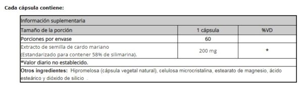 CARDO MARIANO MILK THLISTE 200 MG X 60 VCAPS - Imagen 2