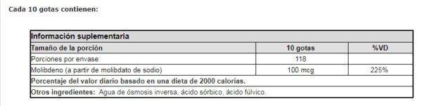 IONICO DE MOLIBDENO CONCENTRADO X 60 ML - Imagen 2