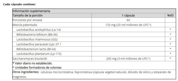 PROBIOTICO SUPPORT FORMULA X 60 CAPS - Imagen 2