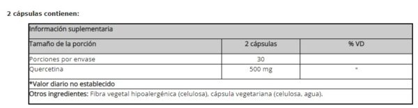 QUERCETINA X 60 CAPS - Imagen 2