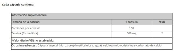 L-TAURINE X 100 CAPS - Imagen 2