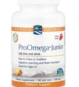 PRO OMEGA JUNIOR PARA NIÑOS DE 5 AÑOS EN ADELANTE, SABOR FRESA X 90 CAPS